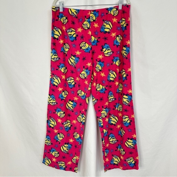 Despicable Me Minions Pink Micro Fleece Pajama Lounge Sleepwear Bottoms Sz Large - Picture 1 of 11